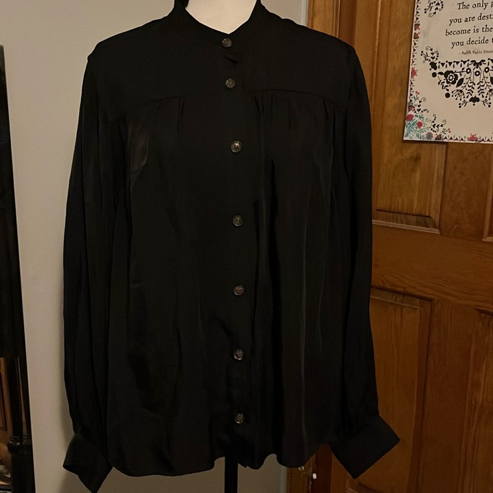 BANANA REPUBLIC Rayon Popover Blouse Shirt Black